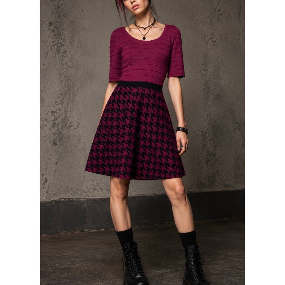 Vintage Candie's A line sweater dress skater houndstooth Y2K grunge retro XL